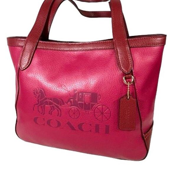 Coach Tote Bag 27 Color Block Horse and Carriage C5775 Bright Violet $328 - Picture 3 of 16